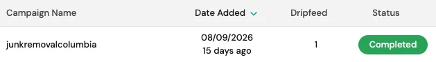 Indexing submission for junkremovalcolumbia, completed